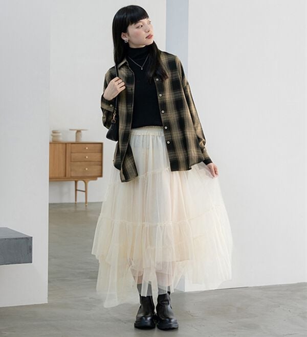 BELLUNA（ベルーナ）の「サラッと軽い！チェック柄シャツ（シャツ）」｜詳細画像