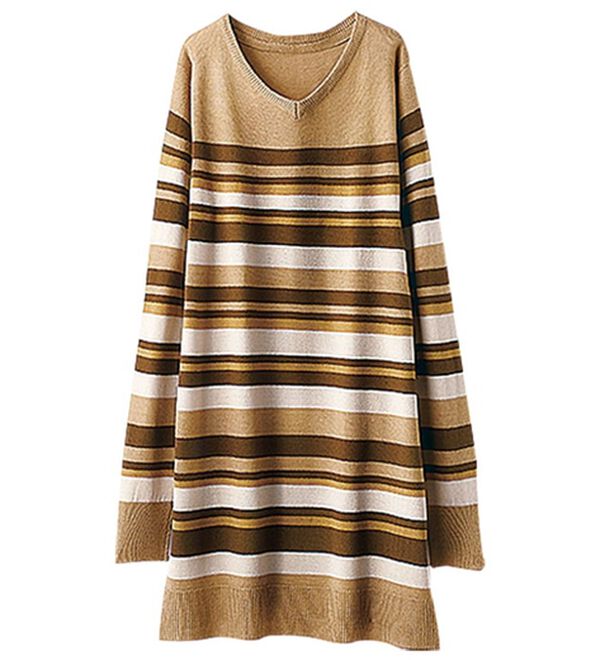 BELLUNA（ベルーナ）の「カシミヤタッチニットチュニック（チュニック）」｜ベージュ系