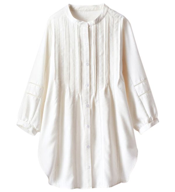 BELLUNA（ベルーナ）の「機能付リネン混ピンタック使いシャツチュニック（チュニック）」｜詳細画像