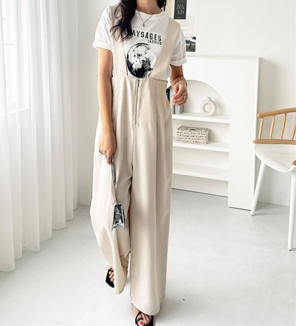 GeeRA（ジーラ）の「フロントジップハイウエストサロペット（オールインワン）」｜詳細画像