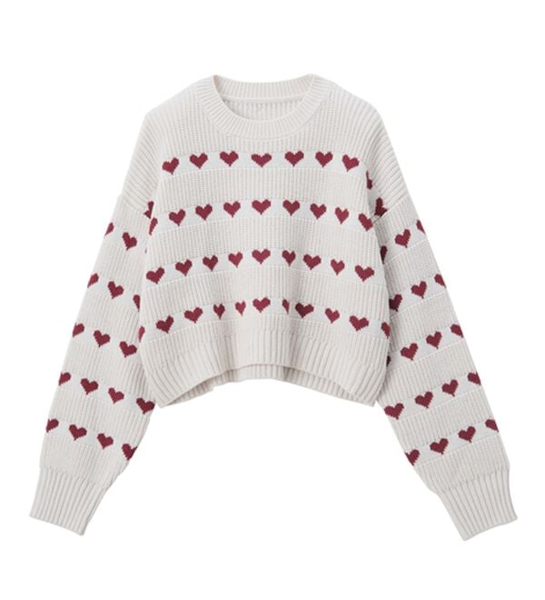 RANAN（ラナン）の「ハートライン柄ニットプルオーバー（ニット・セーター）」｜詳細画像