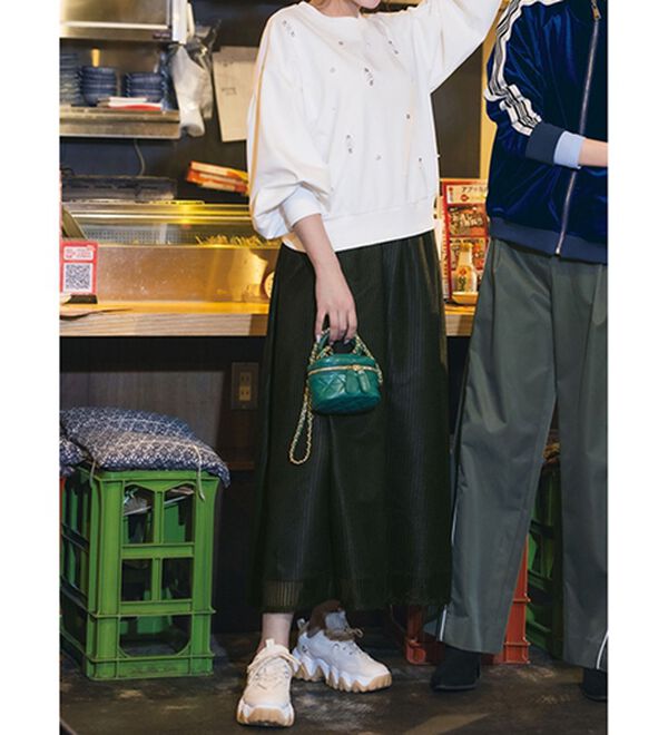 RANAN（ラナン）の「メッシュ素材フレアースカート（ひざ丈スカート）」｜詳細画像