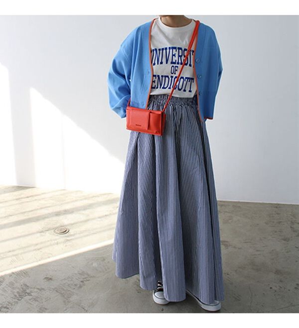 GeeRA（ジーラ）の「ギンガムチェックフレアスカート（ロングスカート）」｜詳細画像