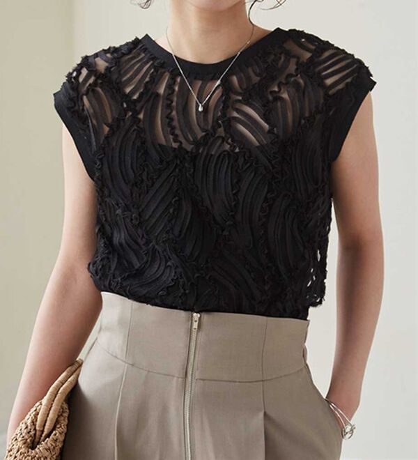 前後2WAY】シアー刺しゅうベスト - ベルーナ【公式】