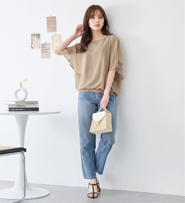 alotta（アロッタ）の「【接触冷感】カットソー裏地付ドルマンブラウス（ブラウス）」｜詳細画像