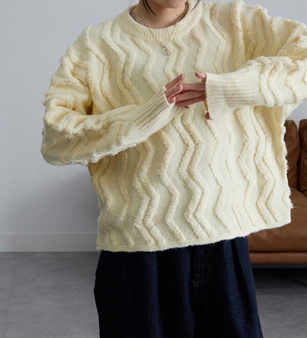 RANAN（ラナン）の「ショート丈ループニットプルオーバー（ニット・セーター）」｜アイボリー