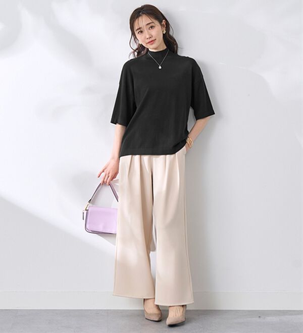 BELLUNA（ベルーナ）の「【選べるデザイン】Ｔシャツが苦手な方に！ひんやり綿混ニットＴ（ニット・セーター）」｜詳細画像