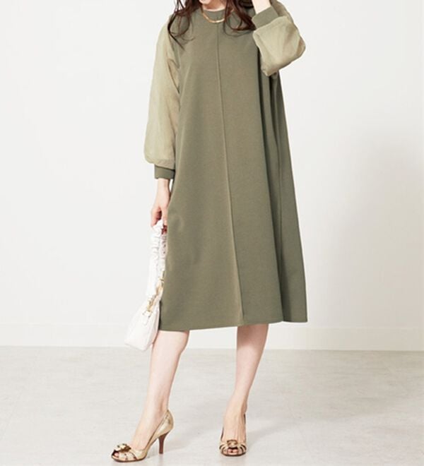 BELLUNA（ベルーナ）の「シアー袖デザインワンピース（その他ワンピース）」｜詳細画像