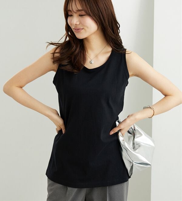 BELLUNA（ベルーナ）の「ヒンヤリ！綿１００％サマ見えタンクトップ（タンクトップ・キャミソール）」｜詳細画像
