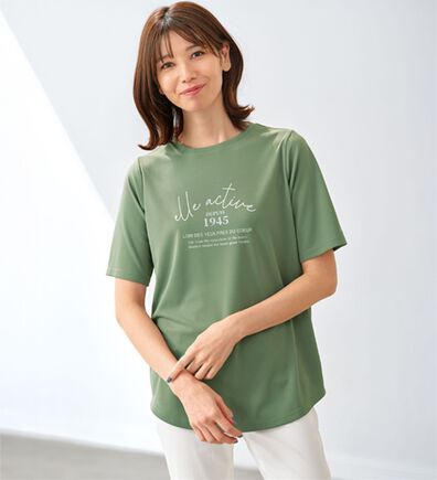 BELLUNA（ベルーナ）の「＜ＥＬＬＥ　Ａｃｔｉｖｅ＞裏メッシュ裾ラウンドチュニック（カットソー）」