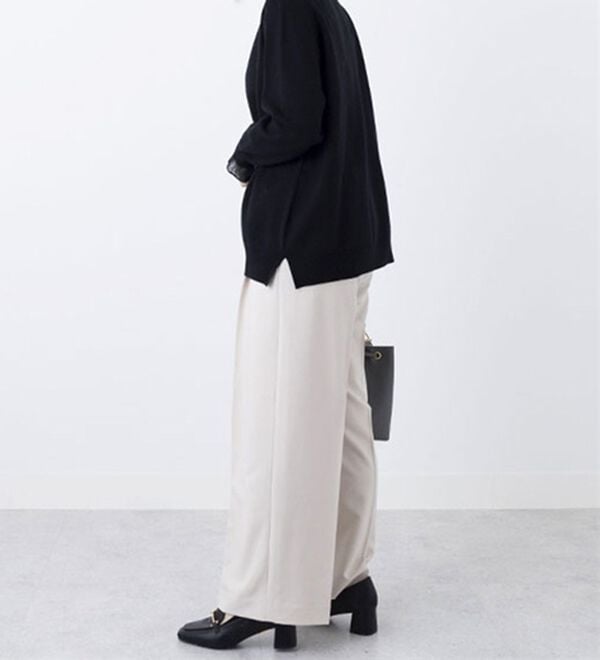 BELLUNA（ベルーナ）の「衿＆袖シアーニット使いプルオーバー（ニット・セーター）」｜詳細画像