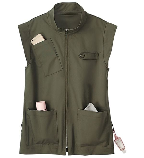 BELLUNA（ベルーナ）の「はっ水！多ポケットデザインカジュアルベスト（ベスト）」｜カーキ