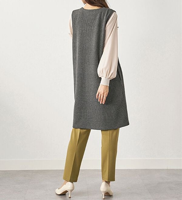 BELLUNA（ベルーナ）の「ボーダージャカード素材ジャンパースカート（ジャンパースカート）」｜詳細画像