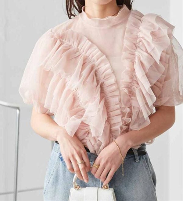 アシメフリルチュールブラウス - ベルーナ【公式】