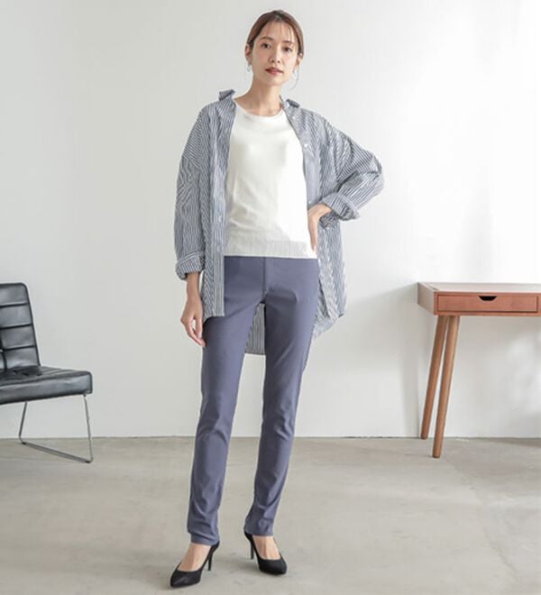 A HAPPY MARILYN（アハッピーマリリン）の「【Ｍ～８Ｌ】【選べる丈】のび～る ストレッチ ツイル 魔法の 美脚レギンスパンツ（スリム・スキニーパンツ）」｜詳細画像