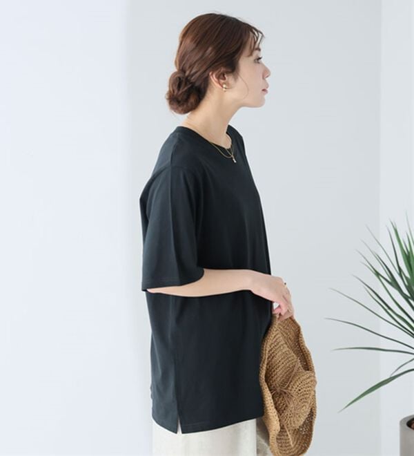 A HAPPY MARILYN（アハッピーマリリン）の「【Ｌ～８Ｌ】ＵＳＡコットン１００％ベーシックＴシャツ（Tシャツ）」｜詳細画像