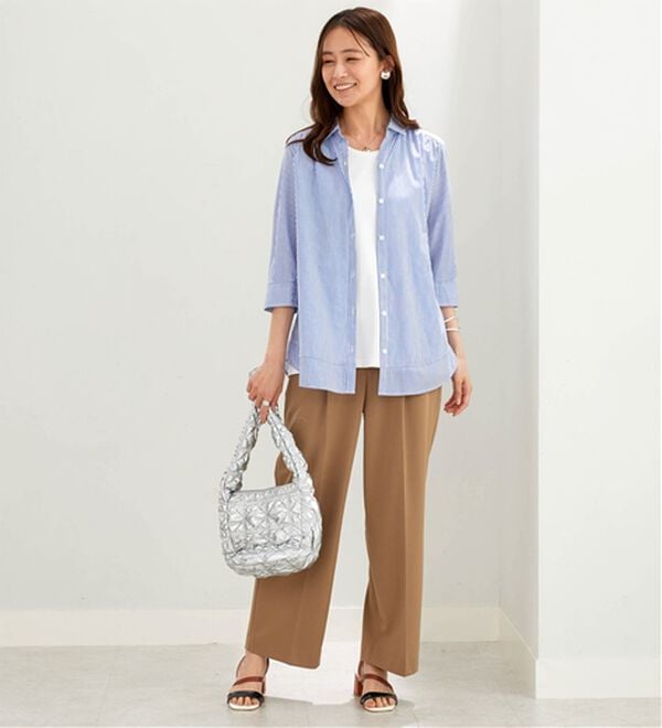 BELLUNA（ベルーナ）の「サラリ快適！ギャザー使いシャツチュニック（チュニック）」｜詳細画像