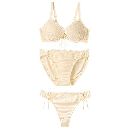 ３点セット】レースアップ ヌーディーレースブラ＆ショーツ＆Ｔバック