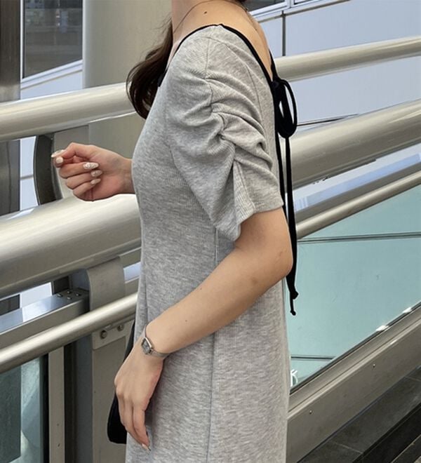 GeeRA（ジーラ）の「バックオープン配色リブワンピース（その他ワンピース）」｜詳細画像