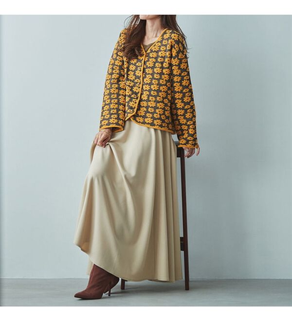 RANAN（ラナン）の「レトロフラワージャカードカーディガン（ニットカーディガン）」｜詳細画像