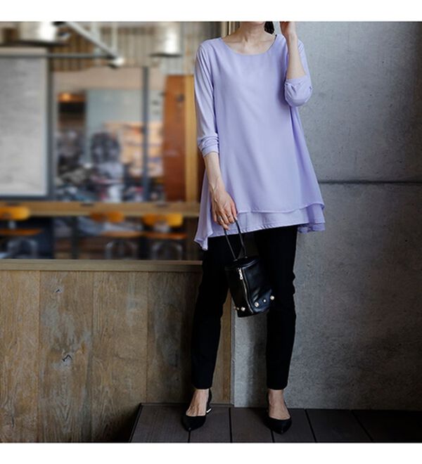 RANAN（ラナン）の「【裏微起毛】異素材切替チュニック（カットソー）」｜詳細画像