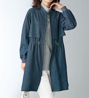 BELLUNA（ベルーナ）の「デニム素材中わたベスト付重ねデザインコート（ロングコート）」｜詳細画像