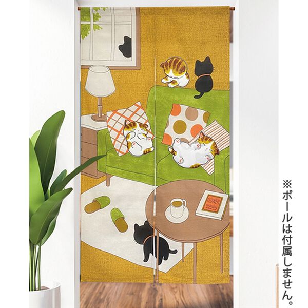 「猫のアップリケのれん（のれん・間仕切り・カフェカーテン）」｜詳細画像