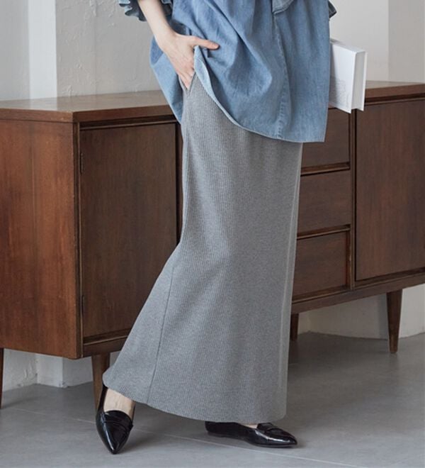 RANAN（ラナン）の「セルフカットリブロングナロースカート（ロングスカート）」｜詳細画像