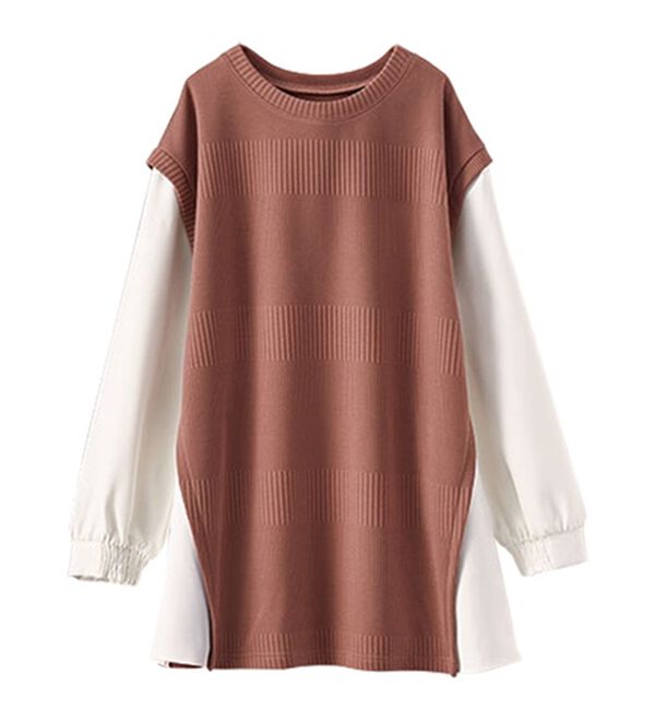 BELLUNA（ベルーナ）の「ボーダージャカード異素材切替チュニック（チュニック）」｜詳細画像