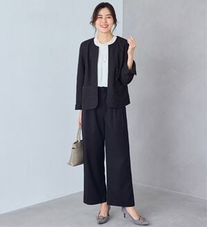 Viola e Viola（ヴィオラ エ ヴィオラ）の「【選べるボトムス】２点セット洗える！ツイードセットアップスーツ（パンツスーツ）」｜ネイビー系ワイド