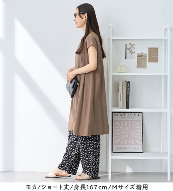 Viola e Viola（ヴィオラ エ ヴィオラ）の「【選べる２丈】綿１００％タック使いワンピース＜Ｓ～４Ｌ＞（チュニックワンピース）」｜詳細画像