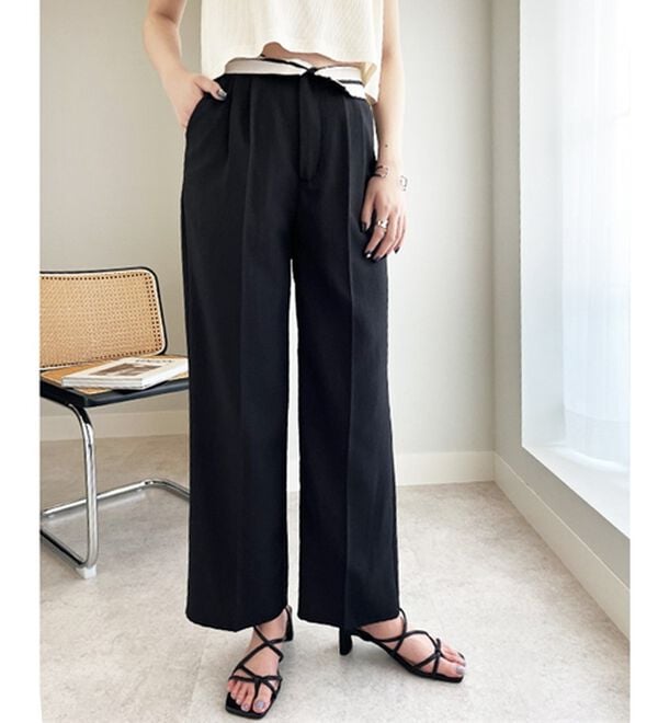 GeeRA（ジーラ）の「２ＷＡＹハイウエストスラックスパンツ（フルレングスパンツ）」｜ブラック