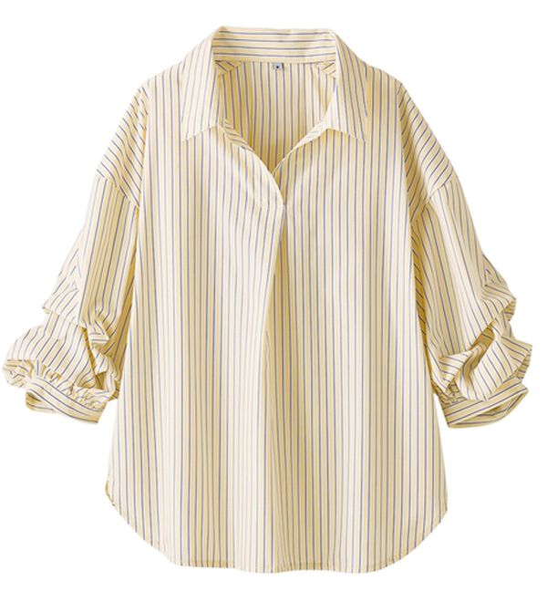 BELLUNA（ベルーナ）の「袖タックデザインスキッパーシャツ（シャツ）」｜詳細画像