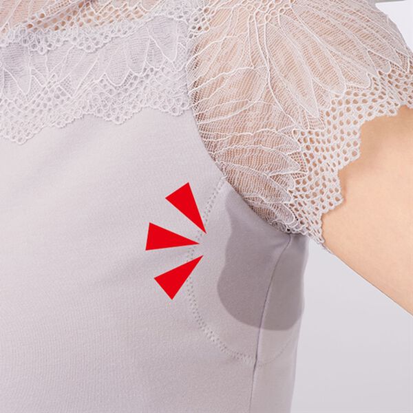 「【５色組】汗染み対策レースネックシャツ（カットソー）」｜詳細画像