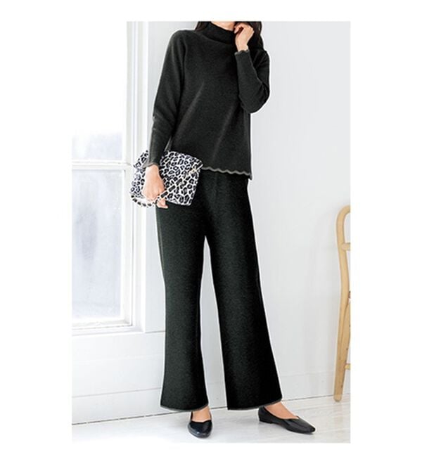 VINNO（ヴィノ）の「なめらかリッチ・配色スカラップニットプルオーバー（ニット・セーター）」｜詳細画像