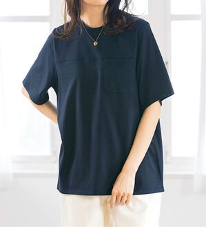 ルフラン（ルフラン）の「＜ｆｕ－ｕ＞日本製　綿１００％ステッチプルオーバー（カットソー）」｜ネイビー