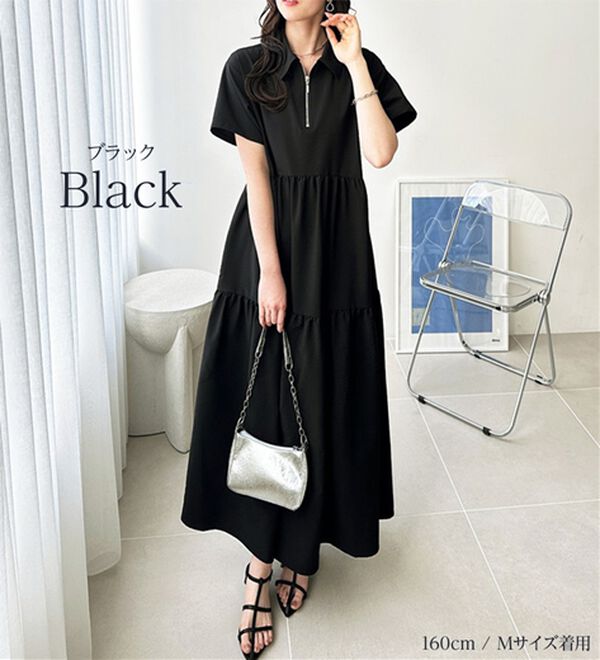 GeeRA（ジーラ）の「サッカーティアードハーフジップワンピース（その他ワンピース）」｜詳細画像