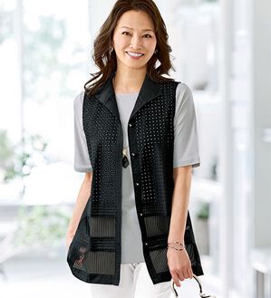 BELLUNA（ベルーナ）の「＜涼やかにきちんと見え！＞刺しゅう切替ピンタック使いベスト（ベスト）」｜詳細画像