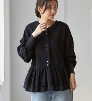RANAN（ラナン）の「フリルぺプラムショートカーデ（その他カーディガン）」｜ブラック