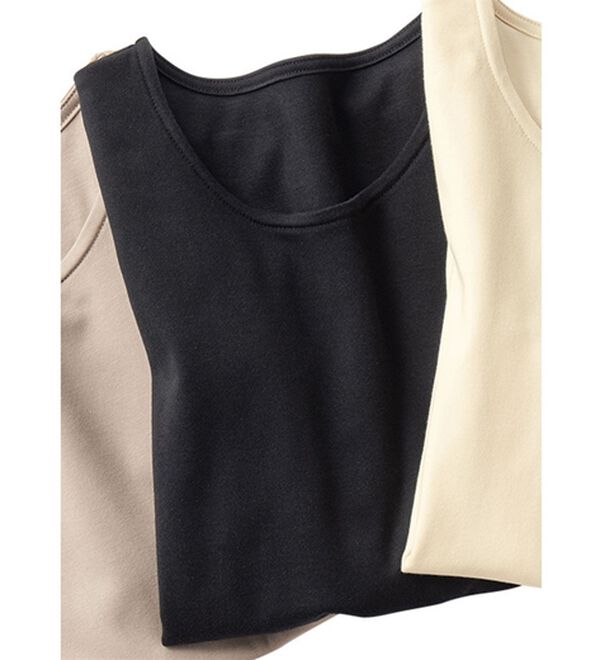VINNO（ヴィノ）の「＜日本製＞肌に優しい綿１００％保温インナー（カットソー）」｜ブラック