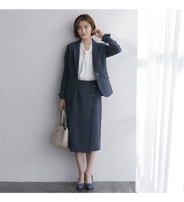 GeeRA（ジーラ）の「【ジャケット+2ボトム】洗えるストレッチ！ジャケット＆ブラウス＆パンツ＆スカートスーツセット（パンツスーツ）」｜詳細画像