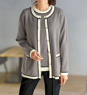 BELLUNA（ベルーナ）の「お出かけ用きれいめコーデ配色アンサンブル（アンサンブル）」｜グレー系