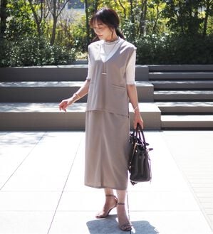 BELLUNA（ベルーナ）の「機能付ジョーゼット素材ベストセットアップ（セットアップ）」｜詳細画像