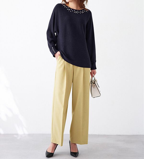 BELLUNA（ベルーナ）の「パール付ラメ入りドルマンニットプルオーバー（ニット・セーター）」｜詳細画像