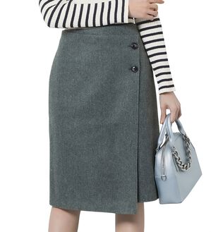 RANAN（ラナン）の「ウールライク素材ミディ丈スカート（ひざ丈スカート）」｜詳細画像