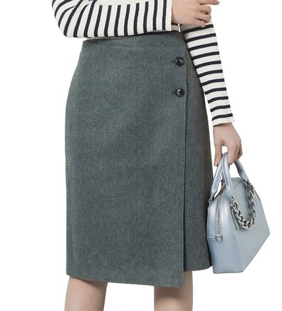 RANAN（ラナン）の「ウールライク素材ミディ丈スカート（ひざ丈スカート）」