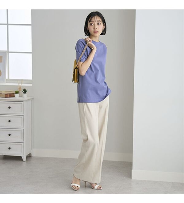 BELLUNA（ベルーナ）の「艶やか綿１００％シンプルプルオーバー（カットソー）」｜詳細画像