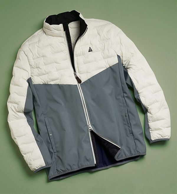 「＜コムルヴァン・オム・ゴルフ＞蓄熱保温のスイングジャケット（メンズダウンジャケット）」｜グレー
