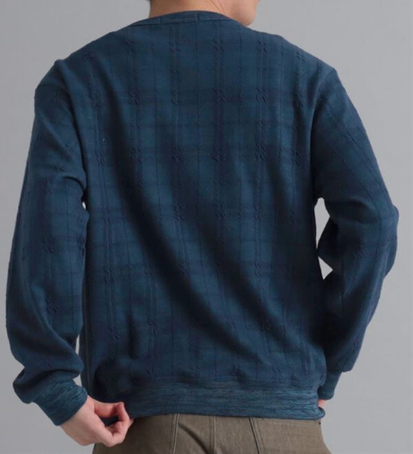 「＜コムルヴァン・オム＞チェック柄ふくれジャカードトレーナー（メンズトレーナー）」｜詳細画像