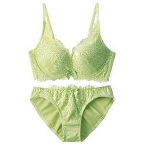 YU'NOW（ユナウ）の「脇スッキリカシュクールブラ＆ショーツセット（ブラジャー＆ショーツセット）」｜ライムグリーン